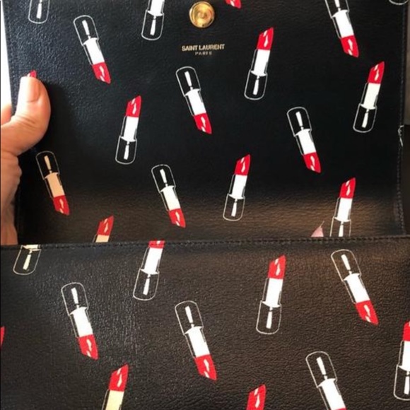 Saint Laurent Monogram Kate Limited
Edition Lipstick Print Black Leather Clutch - Picture 4 of 8